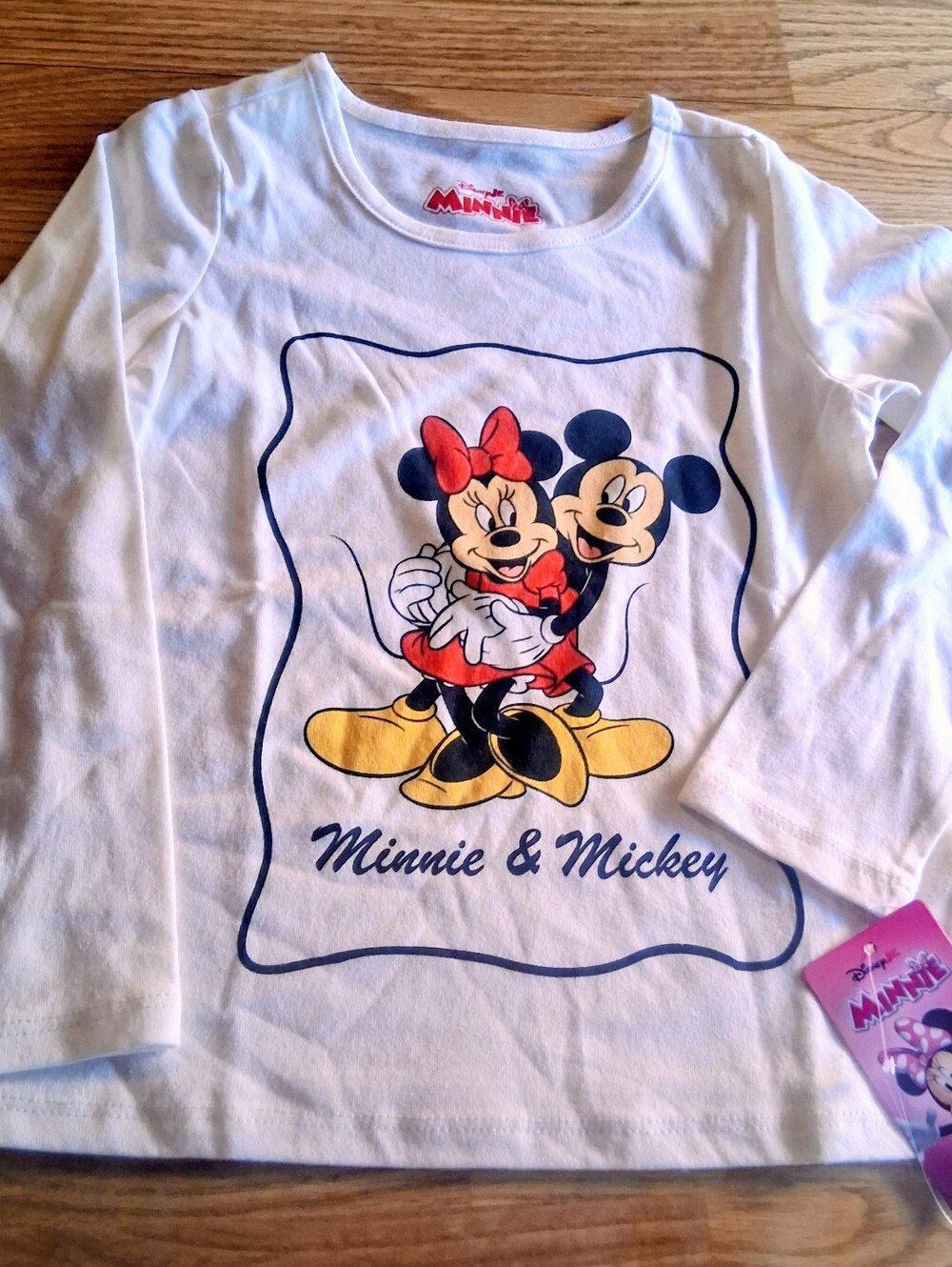 NWT Girls Disney, Minnie & Mickey Mouse Shirt. White,     Sz 6, 6X
